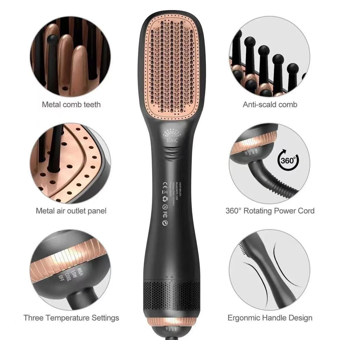 🛡️💇♀️ Brosse coiffante sans chaleur excessive – Panneaux flottants anti-brûlure, ions négatifs, domptez les frisottis et apportez une brillance satinée à vos pointes sans risque de fourches 🔥🚫