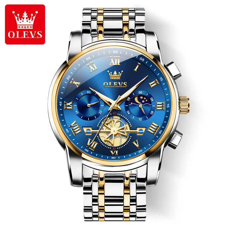 ⌚ PROMO FLASH : 50% DE RÉDUCTION ! ✨ Montre Homme Quartz Dodécagone de Luxe – Chronographe & Phase de Lune – Tourbillon Décoratif – Bracelet Acier Inoxydable 🎩