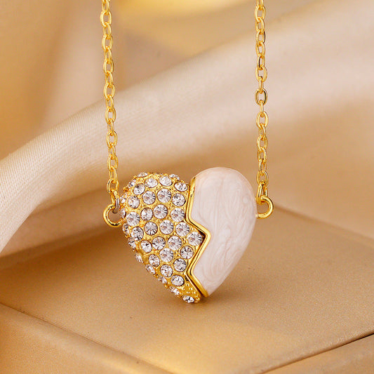 ✨Buy 1 Get 1 Free✨Premium Gold Diamond Magnetic Heart Necklace