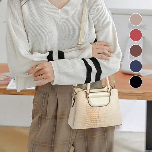 Chic Faux Crocodile Textured PU Crossbody Bag