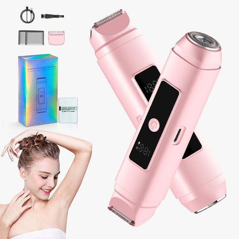 ✂️🌸 PROMO FLASH 50% ! Tondeuse Électrique 2 en 1 – Double Tête (Taille & Rasage), Douce pour Peaux Sensibles, LCD, Étanche, Parfaite pour Maillot & Corps ✨