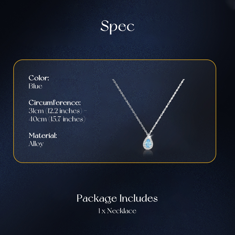 💙✨ PROMO FLASH 50% ! Collier Pendentif Goutte Bleue – Design Larme Intemporel, Sertissage Cristaux, Chaîne Ajustable 31-40cm, Alliage Premium, Idéal Quotidien & Cadeau Romantique