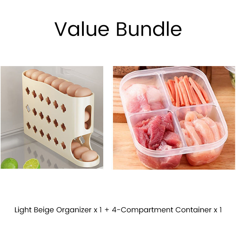 đ„ -50% ! đ§ Organisateur de Rangement dâĆufs pour RĂ©frigĂ©rateur â PP â 32Ă18Ă7 cm â ~30 Ćufs â Design Ă GravitĂ© â Empilable â Blanc CassĂ©/Beige/Blanc đ„