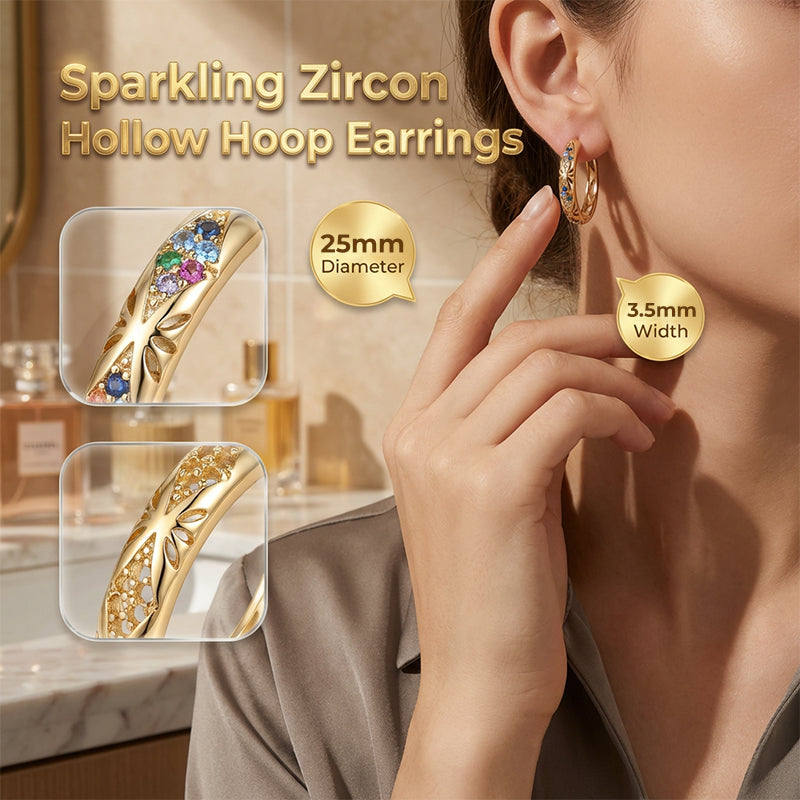 💎‑50 % ! ✨ Boucles d’oreilles anneaux creux avec zircons scintillants – design délicat, légères, parfaites pour le quotidien et les soirées 🌟