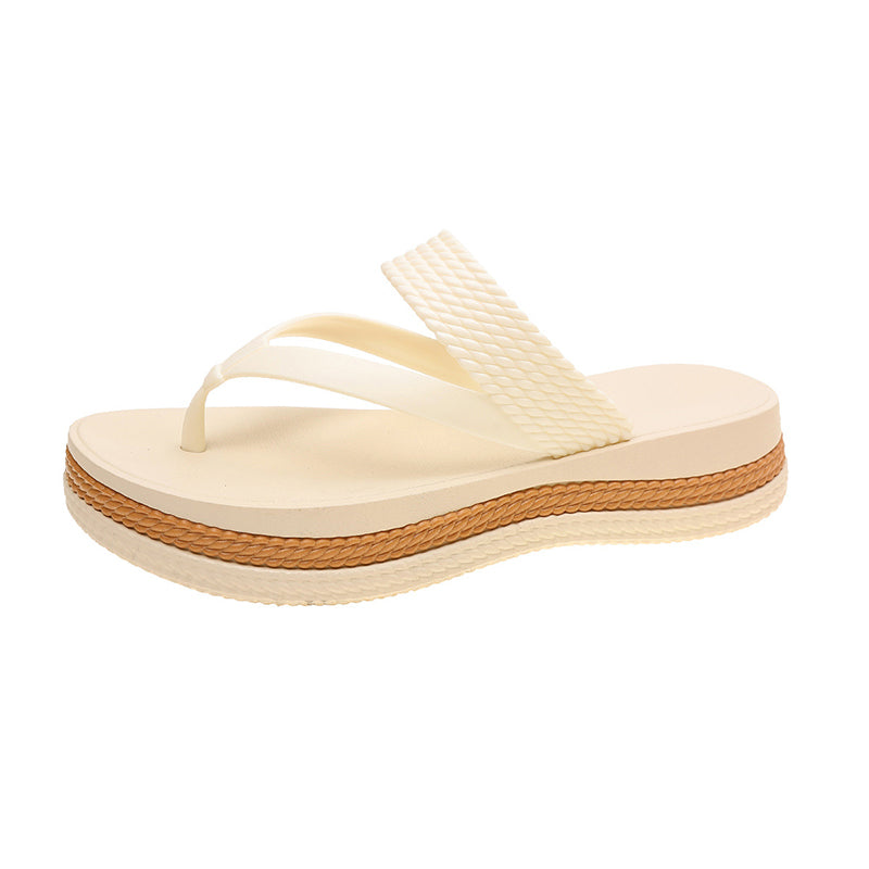 👡 -50 % MAINTENANT ! 🌸 Tongues à plateforme premium | Sandales d'été chic à brides tressées | Semelle épaisse et semelle intérieure rembourrée pour la plage