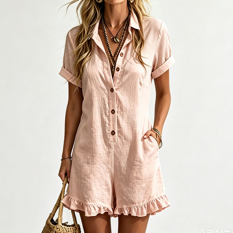 🌿👗OFFRE LIMITÉE -50% ! 🌸Combinaison à manches courtes pour femme – Tissu doux et respirant, coupe décontractée, votre essentiel pour les journées ensoleillées.
