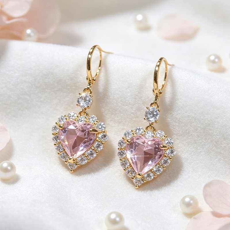 đ 50% DE RĂDUCTION ! âš Boucles dâOreilles Pendantes CĆur â Cuivre & Strass â Design Romantique & LĂ©ger for Femme