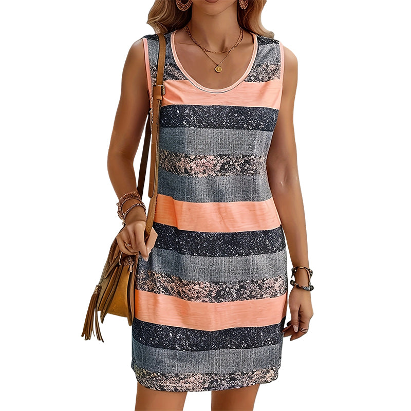 Robe rayée sans manches pour femme