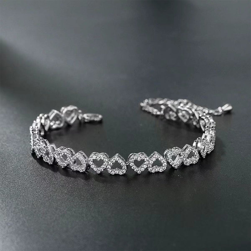💎 50% DE RÉDUCTION! ❤️ Bracelet Cœur Scintillant pour Femme – Alliage zinc & strass, design romantique – Parfait pour le quotidien ou en cadeau ✨