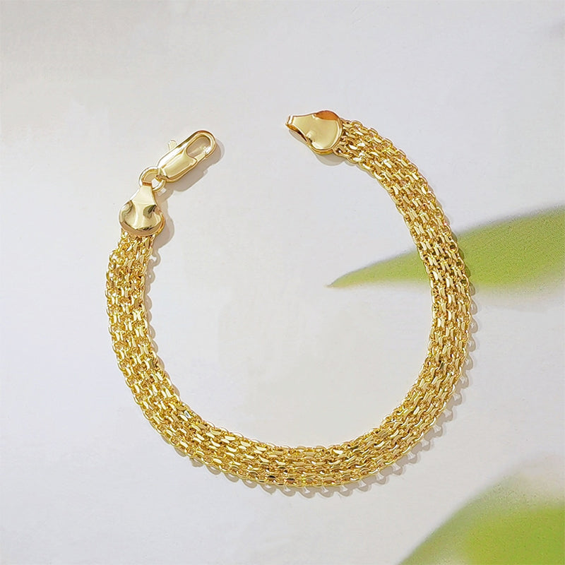 💎 Achetez 1, obtenez 1 gratuit ! ✨ Bracelet Large en Maille Tressée – Plaqué Or 14 Carats – Alliage – Style Luxe – Cadeau Idéal pour Elle 🎁