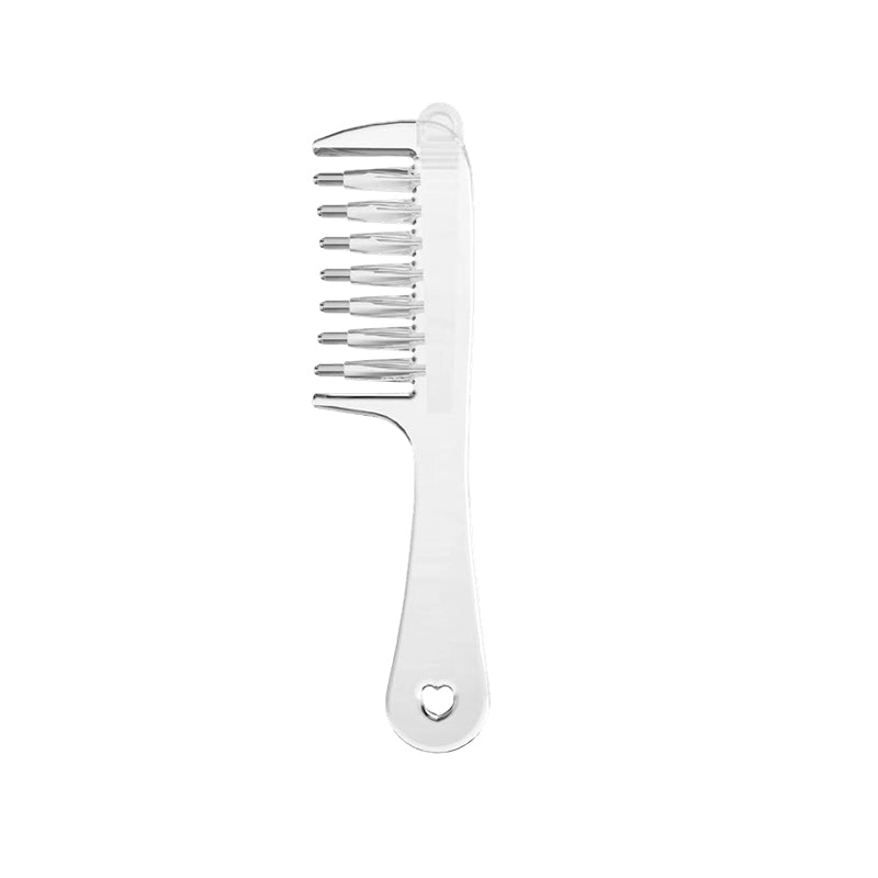 📢 -50% !! ⏰ Peigne Applicateur de Soin du Cuir Chevelu – PC + Silicone + Métal – 45×160 mm – 6 Dents – Embouts Roulants – Transparent/Rose 💆♂️