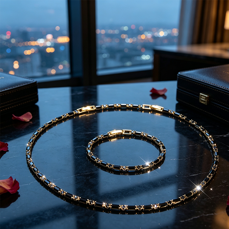 ✨ 50% DE RÉDUCTION ! Parure Bijoux Scintillants pour Homme – Collier & Bracelet Zircon Cubique, Style Street Luxe