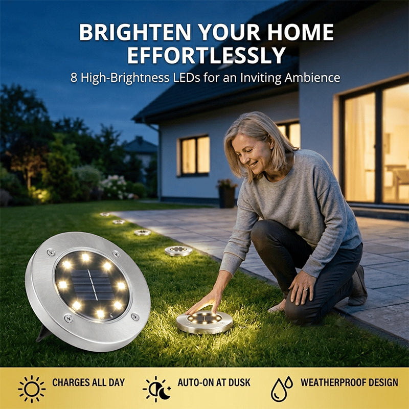 🔥 Offre exceptionnelle : 50 % DE RÉDUCTION 🔥 Lampe de sol en acier inoxydable à énergie solaire avec 8 LED