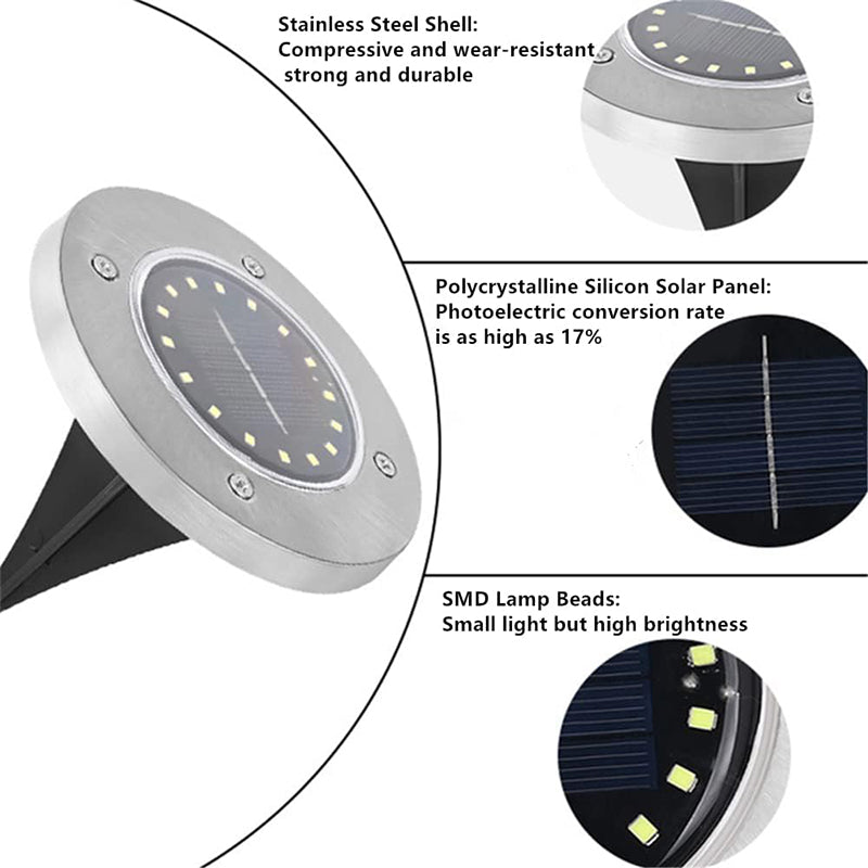 🔥 Offre exceptionnelle : 50 % DE RÉDUCTION 🔥 Lampe de sol en acier inoxydable à énergie solaire avec 8 LED