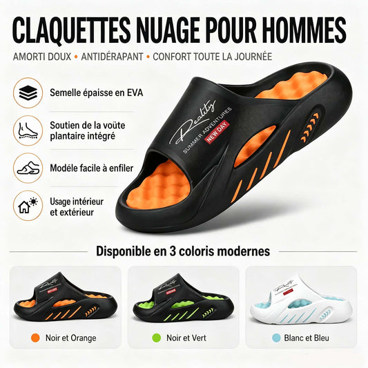 💐📈 PROMO SPÉCIALE 50% ! Sandales Homme à Plateforme Épaisse – Semelle Cloud en Mousse Mémoire de Forme, Antidérapante, Soutien de la Voûte, Confort Optimal au Quotidien ✨