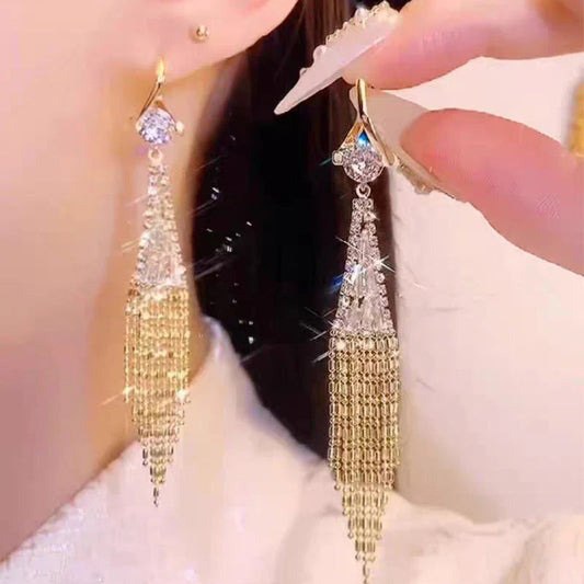 🔥Big Sale 50% OFF🔥zircon tassel earrings🎀
