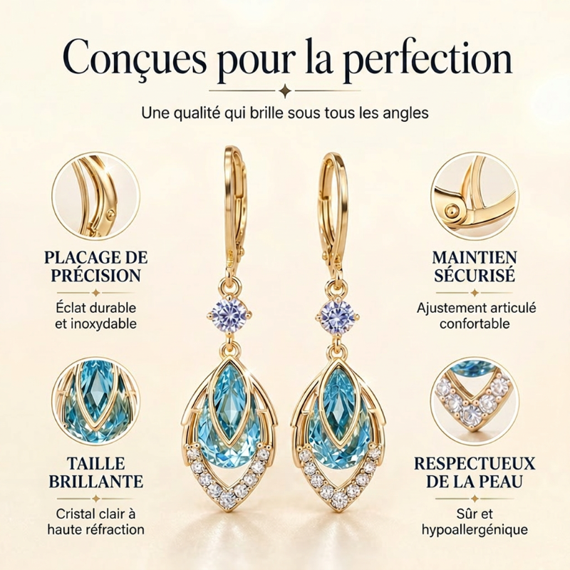 ⏳Spécial à durée limitée⏰Boucles d'oreilles créoles pendantes bleu ciel💧💍