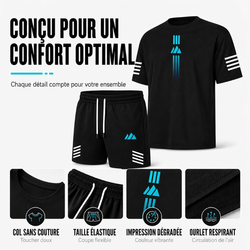 🎉 2026 Soldes — Plus de 29 000 vendus ! 💞 Ensemble Deux Pièces T-Shirt & Short d'Été pour Homme