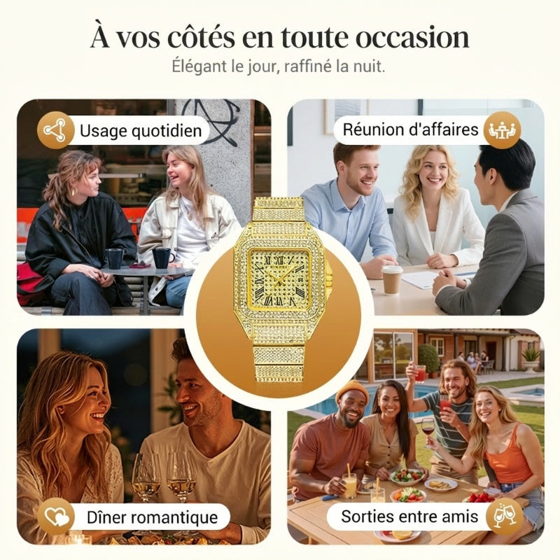 ⌚ 50% de réduction! ✨ Montre Carrée En Strass – Élégante, Brillante & Cadeau Parfait 💝