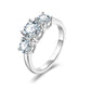 3 Diamond Moissanite Sterling Silver Ring
