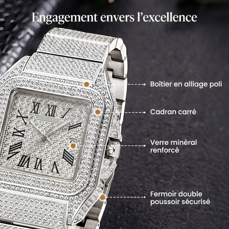 ⌚ 50% de réduction! ✨ Montre Carrée En Strass – Élégante, Brillante & Cadeau Parfait 💝