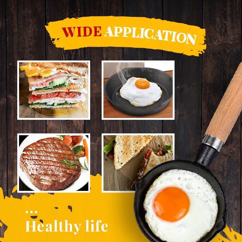 🔥 -50% ! 🍳 Mini Poêle en Fonte Antiadhésive 10 cm – Coulée d’une Seule Pièce, Manche en Bois Ergonomique & Saine & Durable.