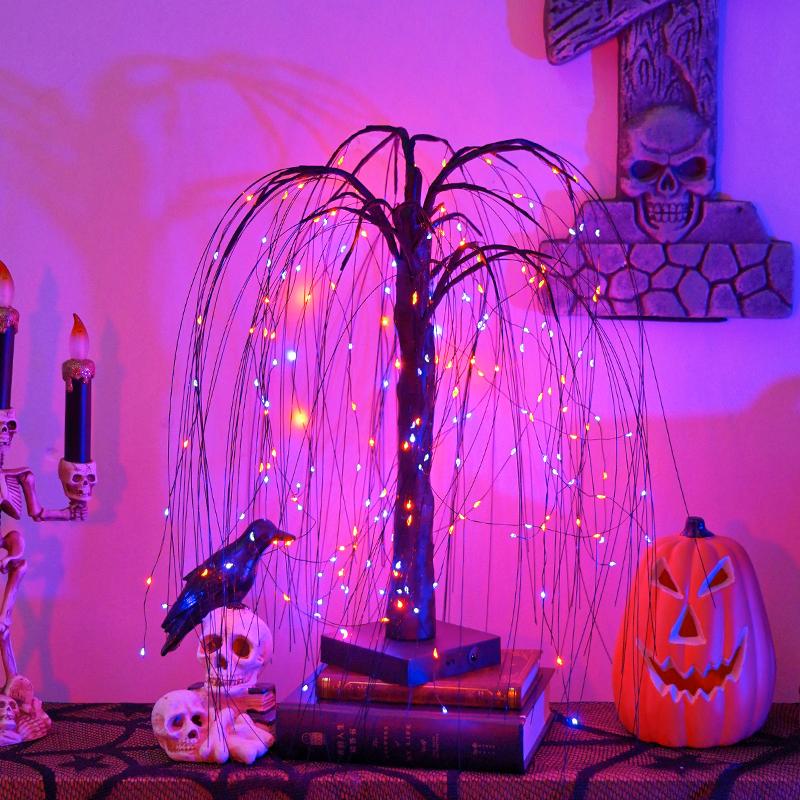 🎃 Soldes 2026 — Plus de 28 000 vendus ! 👻 Guirlande Arbre Halloween – Lueur Envoûtante Violet & Orange ✨