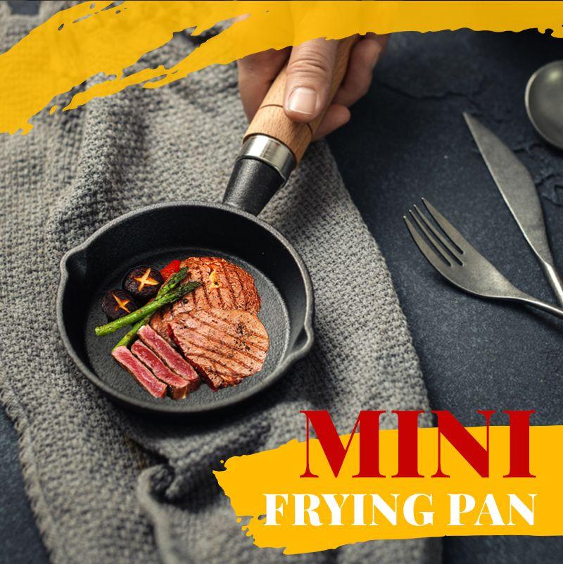 🔥 -50% ! 🍳 Mini Poêle en Fonte Antiadhésive 10 cm – Coulée d’une Seule Pièce, Manche en Bois Ergonomique & Saine & Durable.