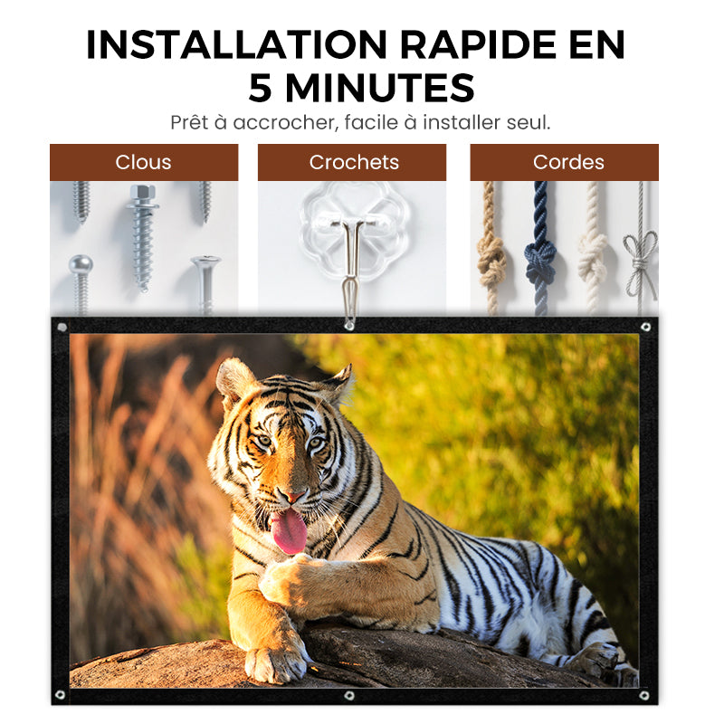 ✨ Écran Projection Portable Extérieur - Pliable et Réglable, Qualité 4K, Soirée Cinéma en Plein Air 🎬🌌