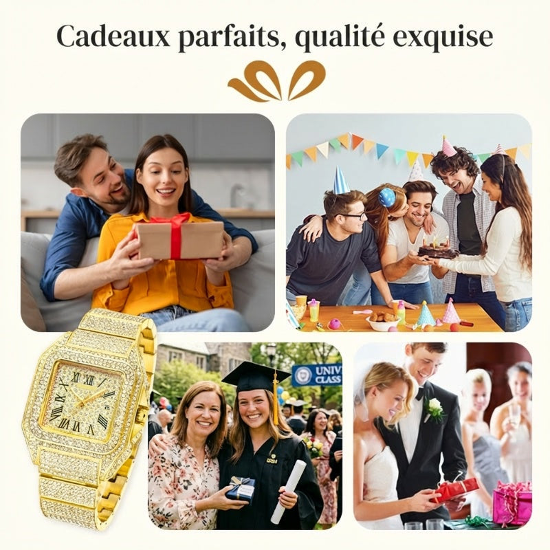 ⌚ 50% de réduction! ✨ Montre Carrée En Strass – Élégante, Brillante & Cadeau Parfait 💝