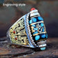 Geometric Engraving Adjustable Rotating Ring