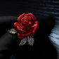 High-Quality Enameled Rose Brooch