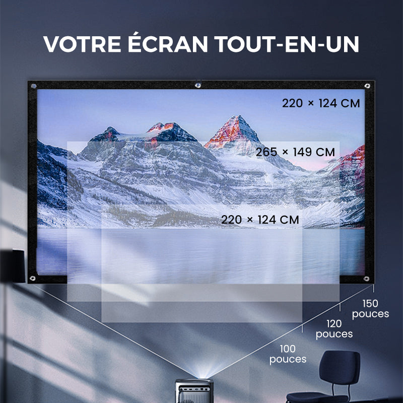 ✨ Écran Projection Portable Extérieur - Pliable et Réglable, Qualité 4K, Soirée Cinéma en Plein Air 🎬🌌