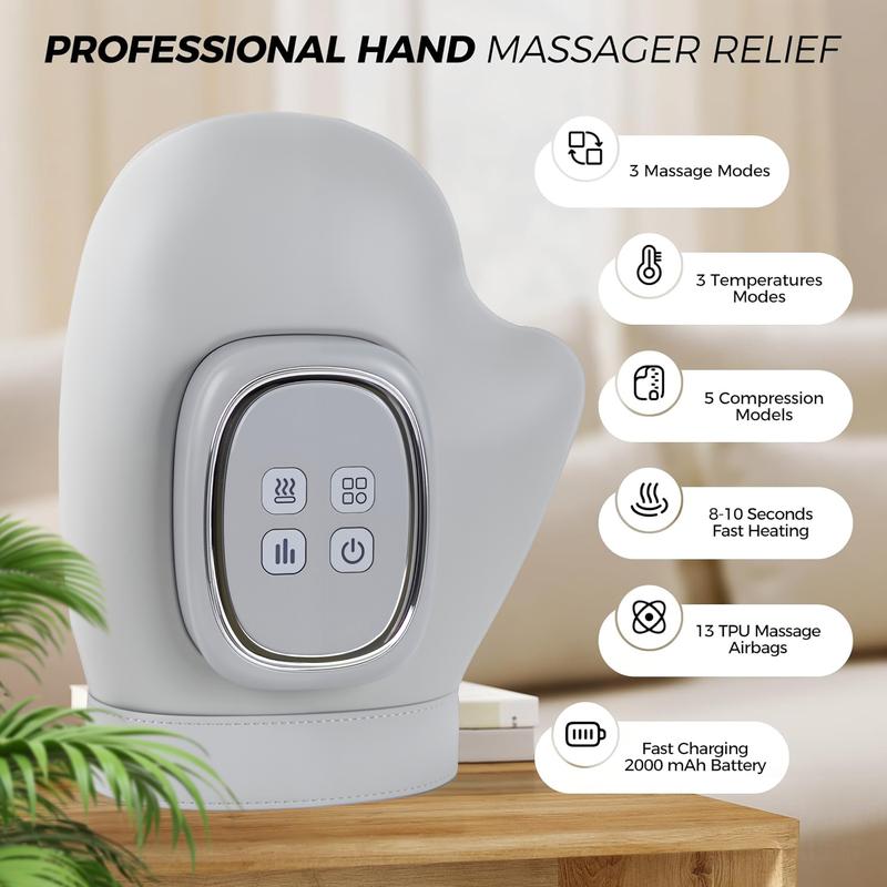 🖐️💆 Masseur de main et poignet à compression d’air – 3 modes, 5 intensités, minuterie automatique, convient aux droitiers et gauchers, le rituel détente qui soulage vos mains fatiguées partout, au bureau comme à la maison 🔋✨