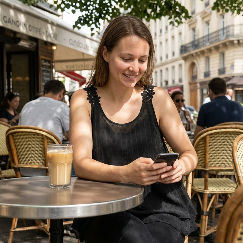 Débardeur fluide uni sans manches pour femme