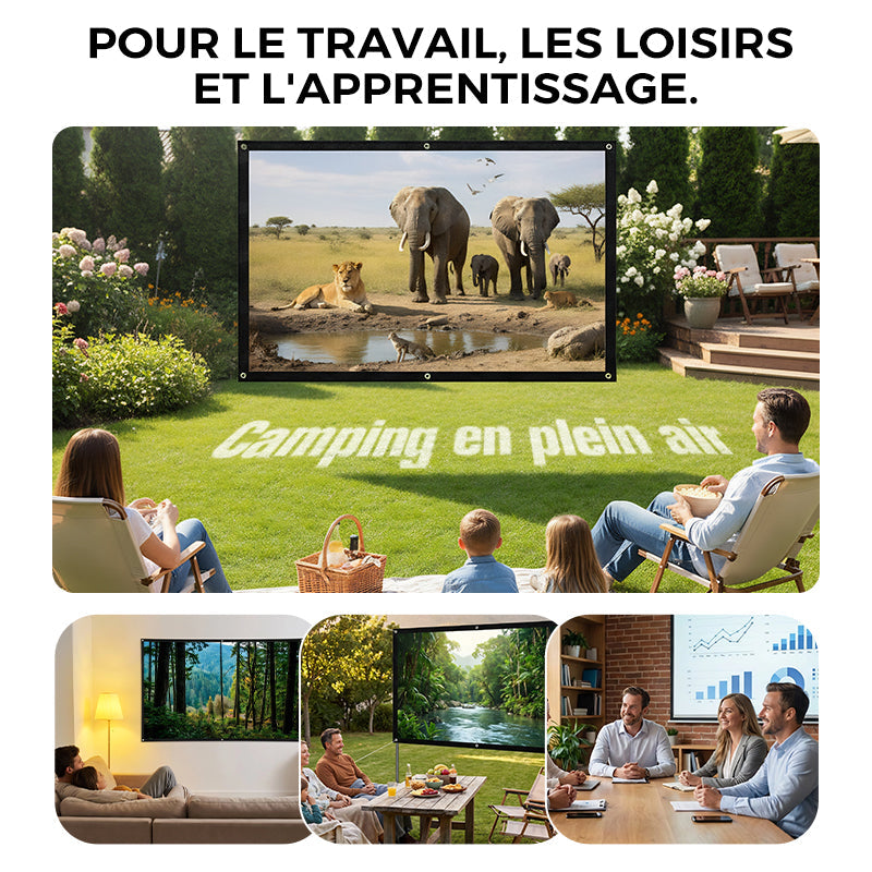 ✨ Écran Projection Portable Extérieur - Pliable et Réglable, Qualité 4K, Soirée Cinéma en Plein Air 🎬🌌