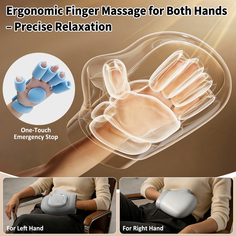🖐️💆 Masseur de main et poignet à compression d’air – 3 modes, 5 intensités, minuterie automatique, convient aux droitiers et gauchers, le rituel détente qui soulage vos mains fatiguées partout, au bureau comme à la maison 🔋✨