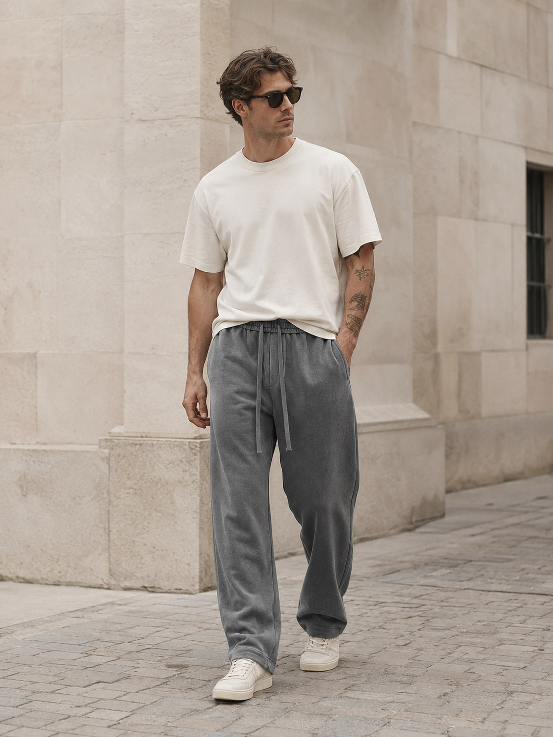 ☁️👖 Jogger en coton lavé acide – Coupe ample et confortable, matière respirante, parfait pour le canapé, la ville ou les week-ends entre potes 🍻🏀