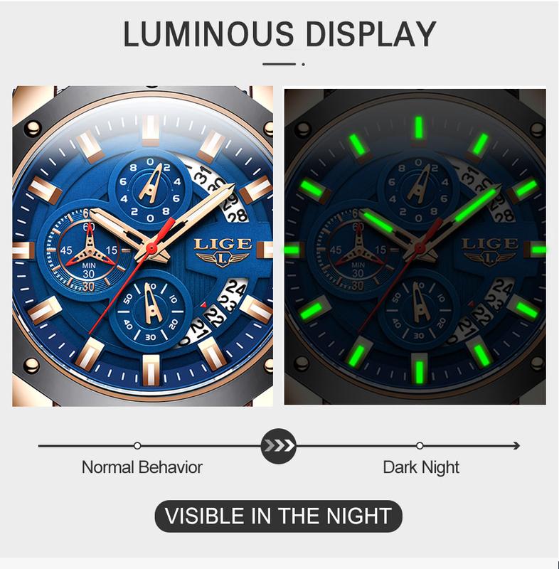 ⌚⚡ Montre sport homme LIGE – Quartz, chronographe, étanche, un garde-temps fiable et stylé pour le sport, l’outdoor et le quotidien, à porter en toutes circonstances 🏔️💧