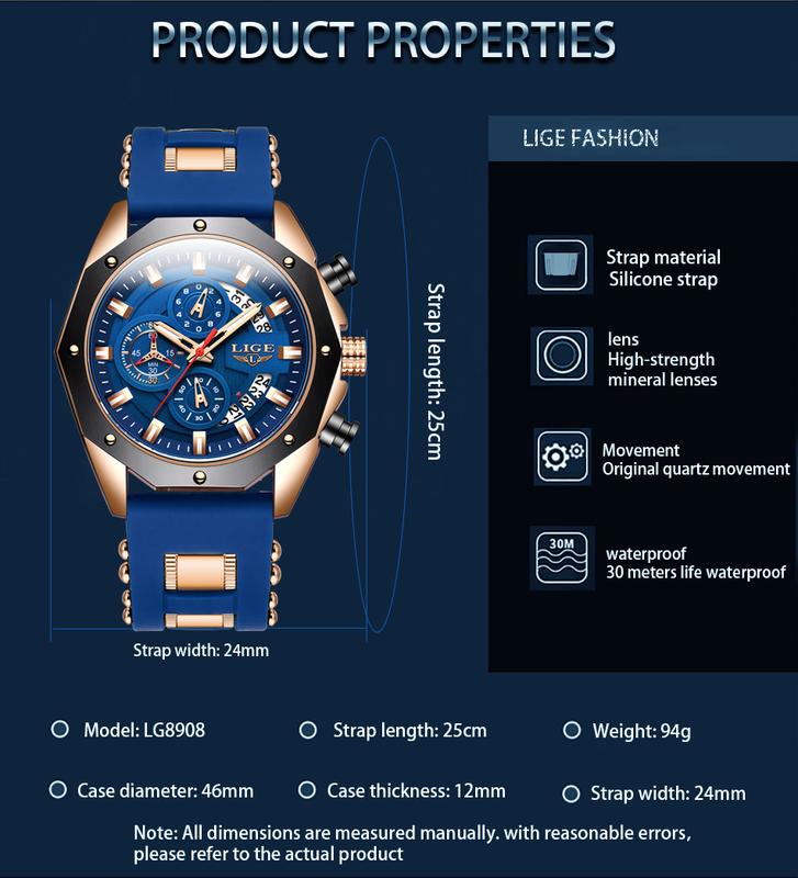 ⌚⚡ Montre sport homme LIGE – Quartz, chronographe, étanche, un garde-temps fiable et stylé pour le sport, l’outdoor et le quotidien, à porter en toutes circonstances 🏔️💧