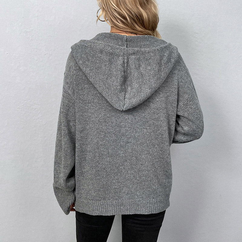 🧥 50% DE RÉDUCTION! 🍂 Manteau Femme Automne Tricoté à Capuche & Cordon – Doux, confortable & style décontracté – Parfait pour les journées fraîches d'automne ✨