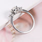 3 Diamond Moissanite Sterling Silver Ring