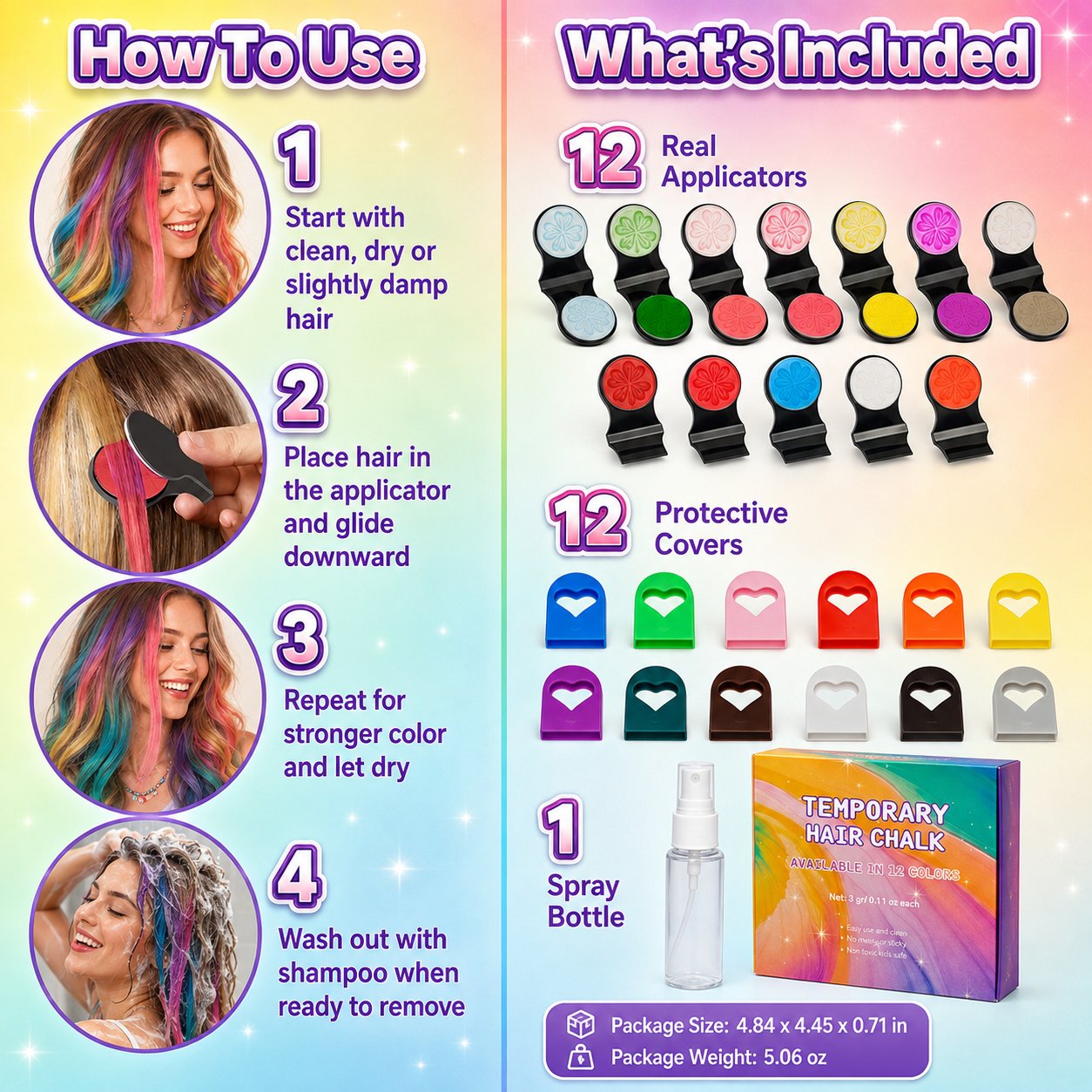 🔥Dernier jour : 50 % de réduction !🌈 Kit d’applicateurs de craies capillaires temporaires 12 couleurs