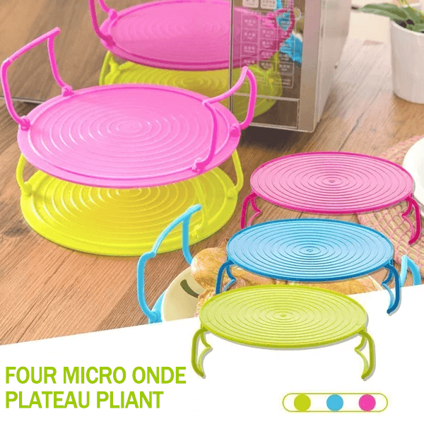 🔥 PROMO FLASH : 50% DE RÉDUCTION ! Plateau Pliable pour Micro-Ondes – Chauffez 2 Plats à la Fois, Résiste à 120°C – 23,5 cm for Gain de Temps & d'Espace ✨