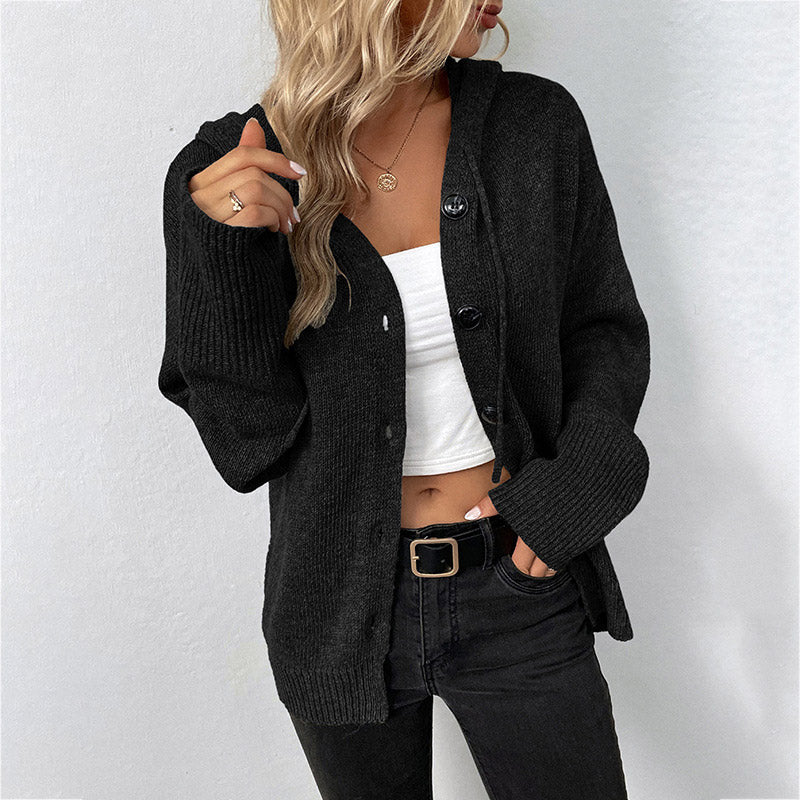 🧥 50% DE RÉDUCTION! 🍂 Manteau Femme Automne Tricoté à Capuche & Cordon – Doux, confortable & style décontracté – Parfait pour les journées fraîches d'automne ✨