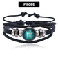 Luminous 12 Constellations Bead Leather Woven Bracelet - Great Gift