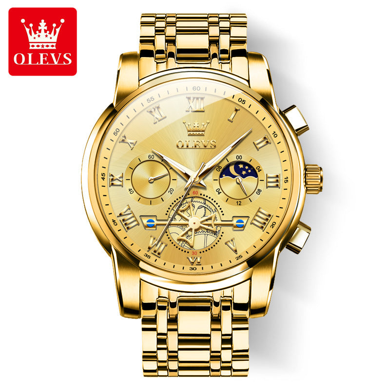 ⌚ PROMO FLASH : 50% DE RÉDUCTION ! ✨ Montre Homme Quartz Dodécagone de Luxe – Chronographe & Phase de Lune – Tourbillon Décoratif – Bracelet Acier Inoxydable 🎩