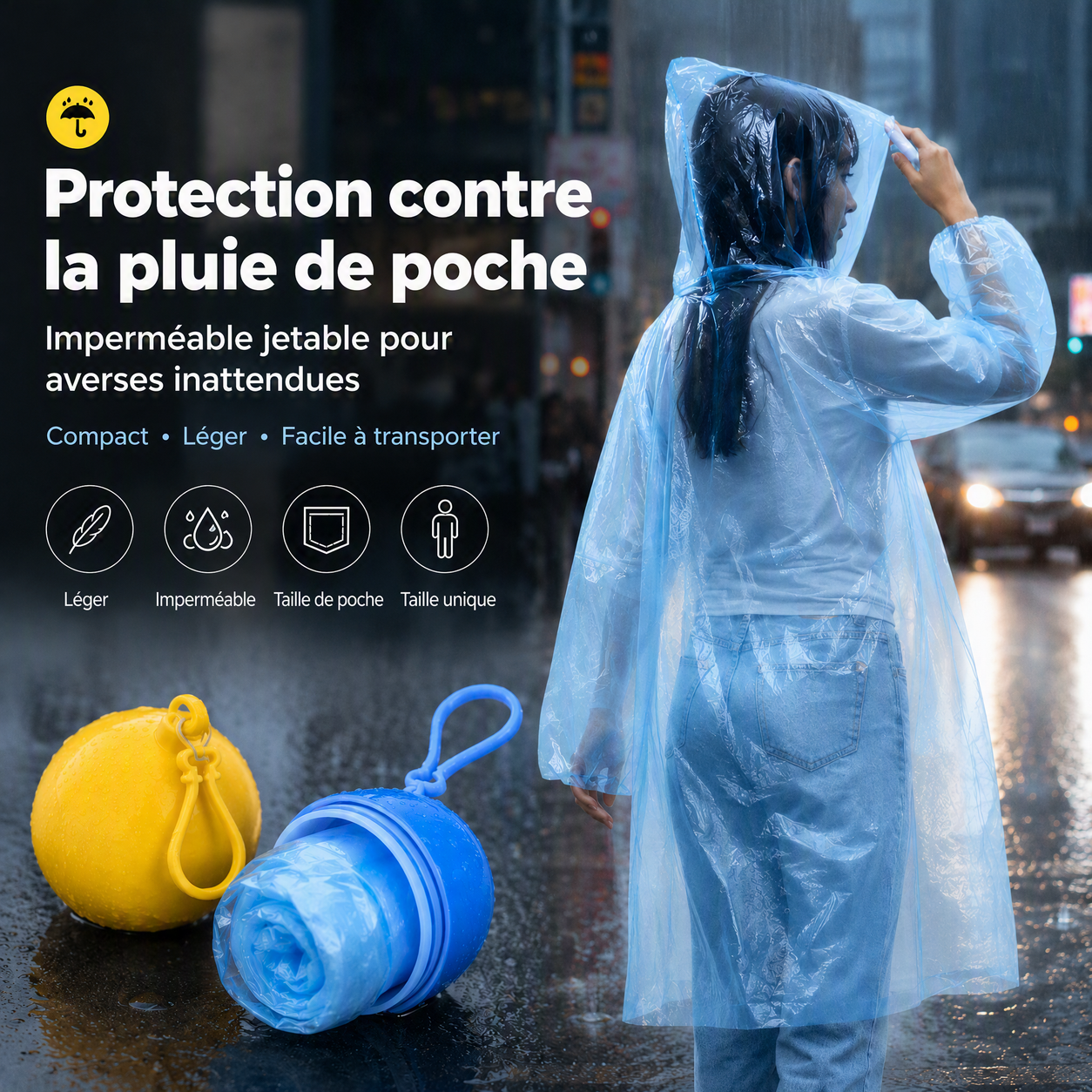🥳 PROMOTION 2026 🥳 💞 PLUS DE 50 000 EXEMPLAIRES VENDUS ! 👵❤️ Mini-K-way jetable de forme sphérique – Achetez-en 1, recevez-en 1 gratuits ☔🎒✨