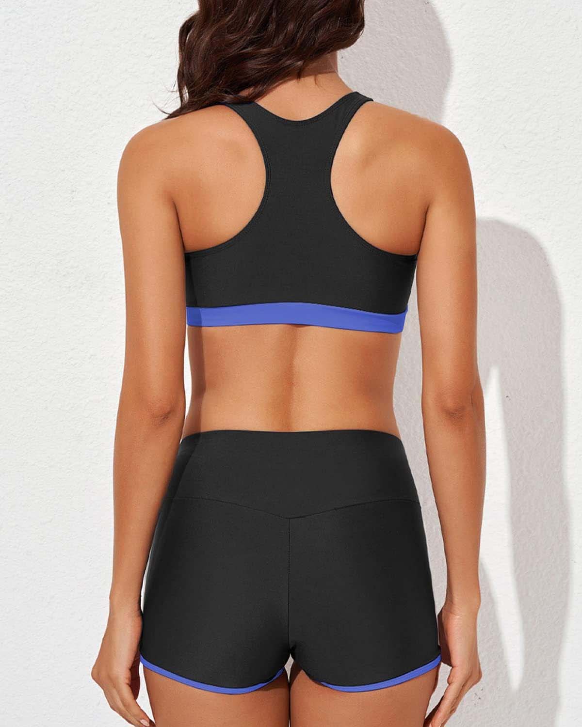 💕50% de réduction💕Ensemble de Bain Tankini Sportif Chic 3 Pièces pour Femme