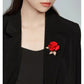 High-Quality Enameled Rose Brooch